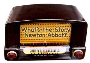 logo for 'What's the Story Newton Abbot?' It is an old-style bakelite radio
