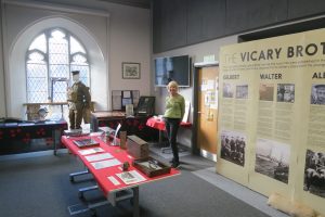 Ready to welcome visitors- the screen at the back displayed a Roll of Honour kindly supplied by The Keep Military Museum, Dorset